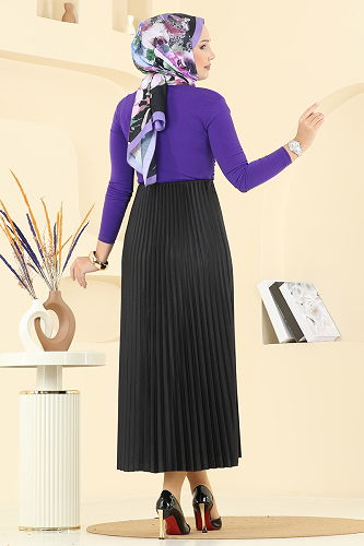 moda selvim Skirts 030OZT1013 Black - Thumbnail