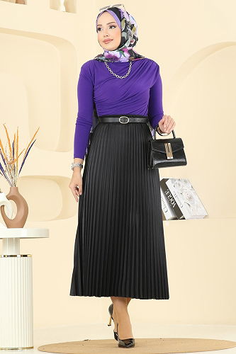 moda selvim التنانير أسود 030OZT1013 - Thumbnail