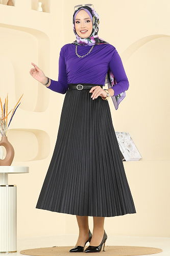 moda selvim التنانير أسود 030OZT1013 - Thumbnail