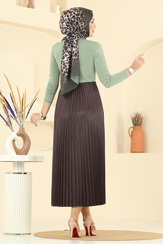 moda selvim Skirts 030OZT1013 Brown - Thumbnail