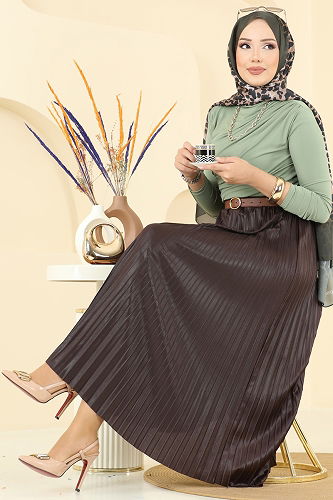 moda selvim التنانير بني 030OZT1013 - Thumbnail