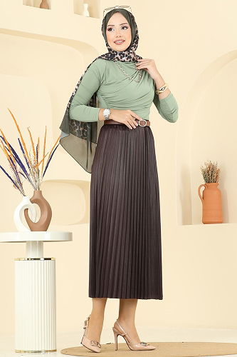 moda selvim التنانير بني 030OZT1013 - Thumbnail