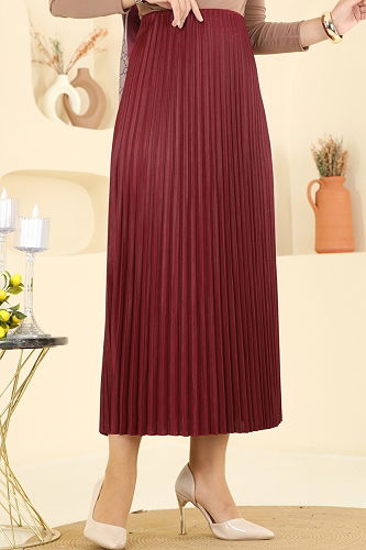 moda selvim Skirts 030OZT1013 Burgundy - Thumbnail