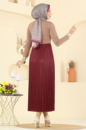 moda selvim التنانير خمري 030OZT1013 - Thumbnail