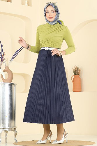 moda selvim Skirts 030OZT1013 Navy Blue - Thumbnail