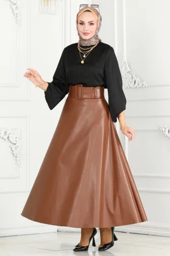 moda selvim Skirts 1001MSM187-1 Tan - Thumbnail