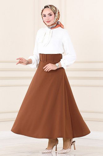 moda selvim Skirts 1001MSM187 Brown - Thumbnail