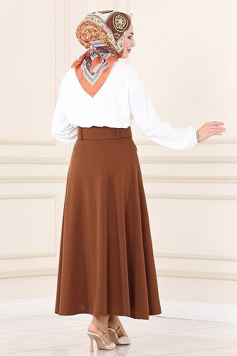 moda selvim Skirts 1001MSM187 Brown - Thumbnail
