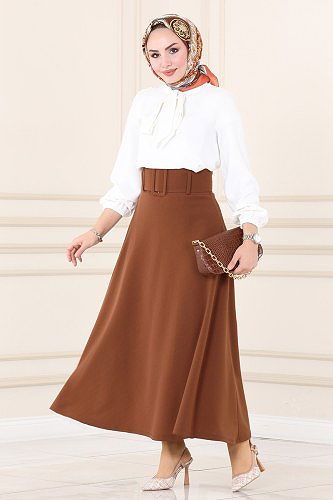 moda selvim التنانير بني 1001MSM187 - Thumbnail