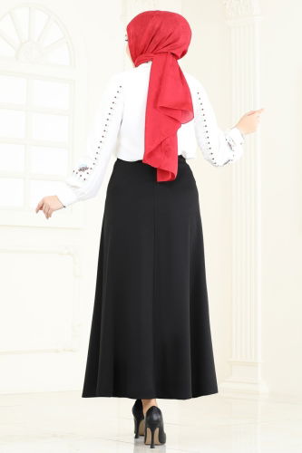 moda selvim Skirts 100HBS856 Black - Thumbnail