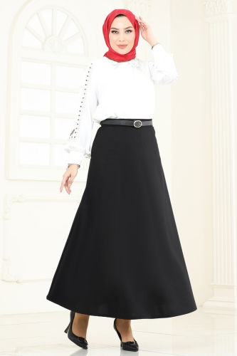 moda selvim Skirts 100HBS856 Black - Thumbnail