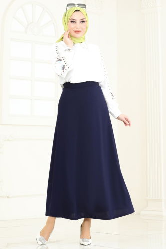 moda selvim Skirts 100HBS856 Navy Blue - Thumbnail