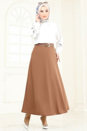 moda selvim Skirts 100HBS856 Tan - Thumbnail