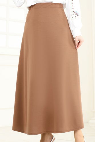 moda selvim Skirts 100HBS856 Tan - Thumbnail