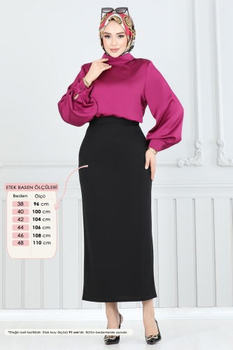 moda selvim Skirts 101HBS856 Black - Thumbnail