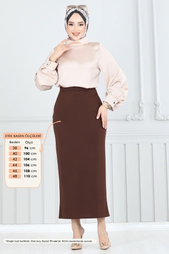 moda selvim Skirts 101HBS856 Brown - Thumbnail