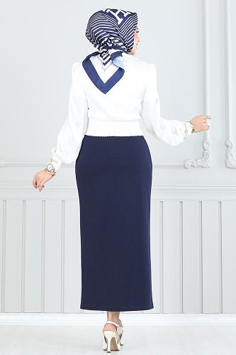 moda selvim التنانير كحلي 101HBS856 - Thumbnail