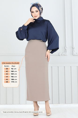 moda selvim التنانير بيج 101HBS856 - Thumbnail