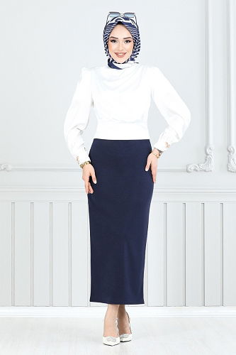 moda selvim Skirts 101HBS932-M Navy Blue - Thumbnail