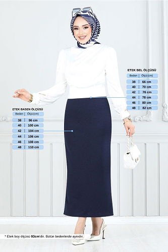 moda selvim Skirts 101HBS932-M Navy Blue - Thumbnail