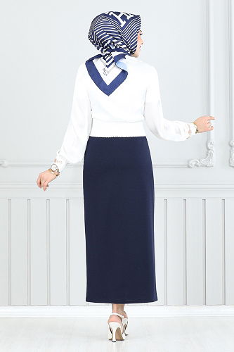 moda selvim Skirts 101HBS932-M Navy Blue - Thumbnail