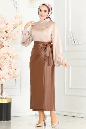 moda selvim Skirts 105MSM187 Tan - Thumbnail