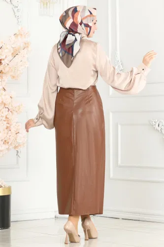 moda selvim Skirts 105MSM187 Tan - Thumbnail