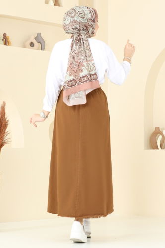 moda selvim Skirts 110PGS1067 Tan - Thumbnail