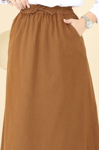 moda selvim Skirts 110PGS1067 Tan - Thumbnail