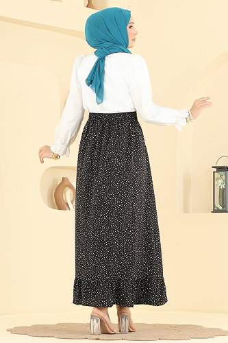 moda selvim التنانير أسود 129NZRK1200 - Thumbnail