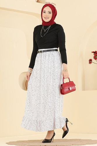 moda selvim Skirts 129NZRK1200 Ecru - Thumbnail