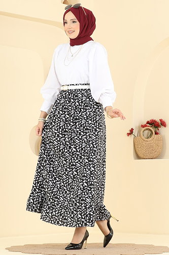 moda selvim التنانير أسود 130NZRK1200 - Thumbnail