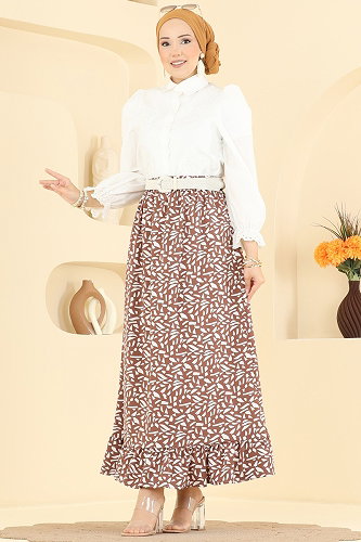 moda selvim التنانير بني 130NZRK1200 - Thumbnail