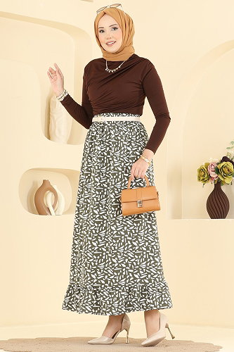 moda selvim Skirts 130NZRK1200 Khaki - Thumbnail