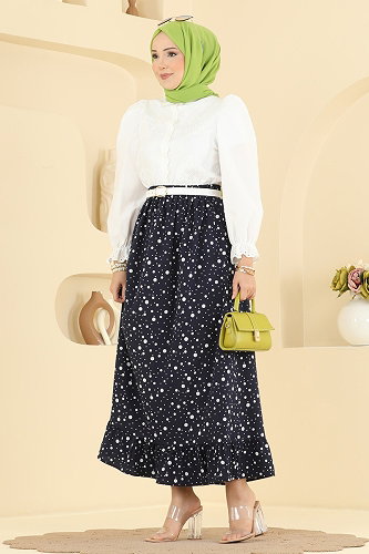 moda selvim Skirts 131NZRK1200 Navy Blue - Thumbnail