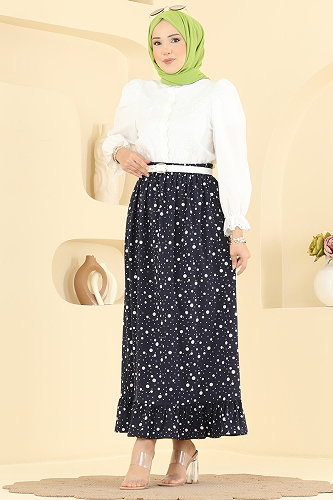 moda selvim Skirts 131NZRK1200 Navy Blue - Thumbnail