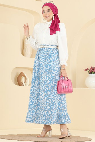 moda selvim Skirts 132NZRK1200 Blue - Thumbnail
