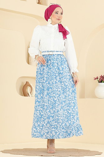 moda selvim Skirts 132NZRK1200 Blue - Thumbnail