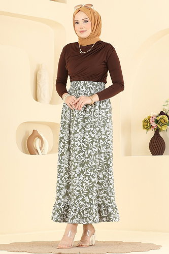 moda selvim Skirts 132NZRK1200 Khaki - Thumbnail