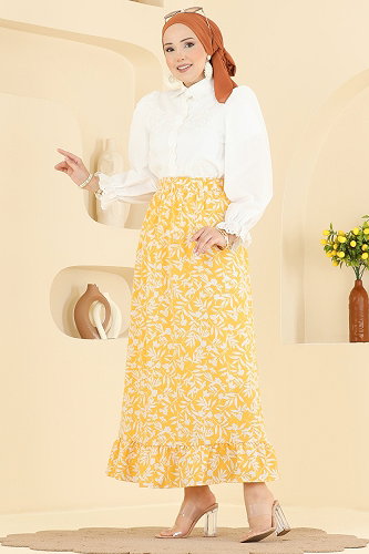 moda selvim Skirts 132NZRK1200 Yellow - Thumbnail