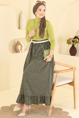 moda selvim التنانير اخضر عفني 133NZRK1200 - Thumbnail