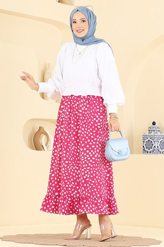 moda selvim Skirts 135NZRK1200 Fuchsia - Thumbnail