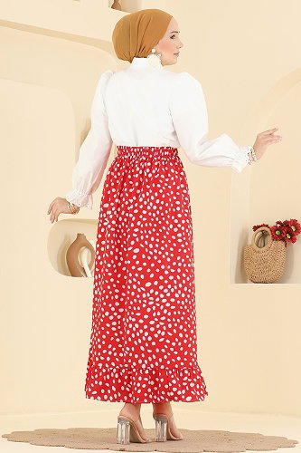 moda selvim Skirts 135NZRK1200 Red - Thumbnail