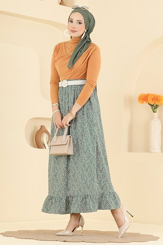 moda selvim التنانير أخضر باهت 136NZRK1200 - Thumbnail