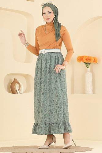 moda selvim التنانير أخضر باهت 136NZRK1200 - Thumbnail