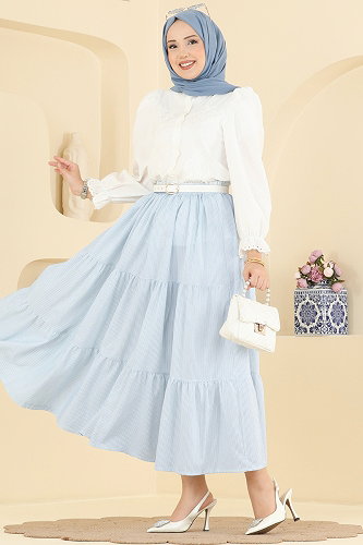 moda selvim Skirts 140NZRK1200 Baby Blue - Thumbnail