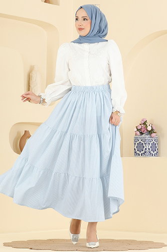 moda selvim التنانير أزرق فاتح 140NZRK1200 - Thumbnail