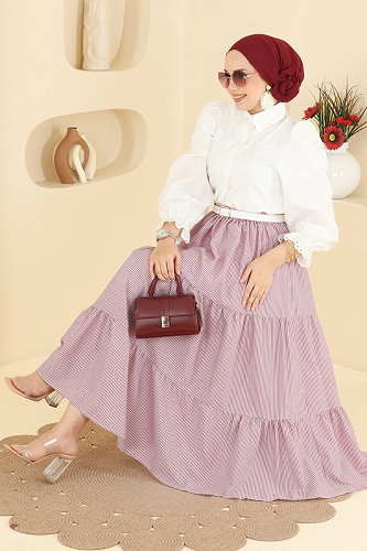 moda selvim Skirts 140NZRK1200 Burgundy - Thumbnail