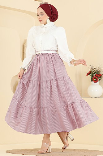 moda selvim Skirts 140NZRK1200 Burgundy - Thumbnail