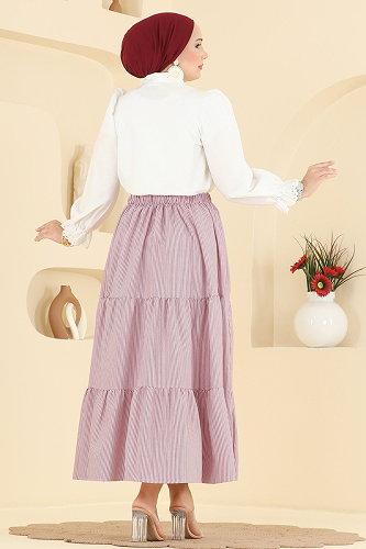 moda selvim Skirts 140NZRK1200 Burgundy - Thumbnail